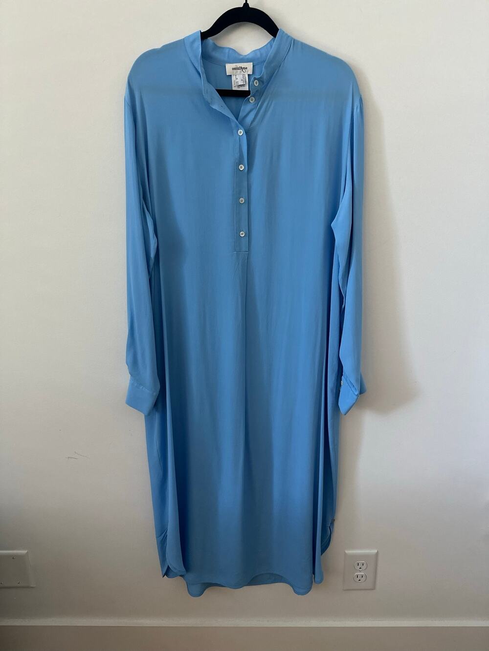 Ottod'Ame Button-Down Shirtdress Women's Size 10 Blue Long Sleeves